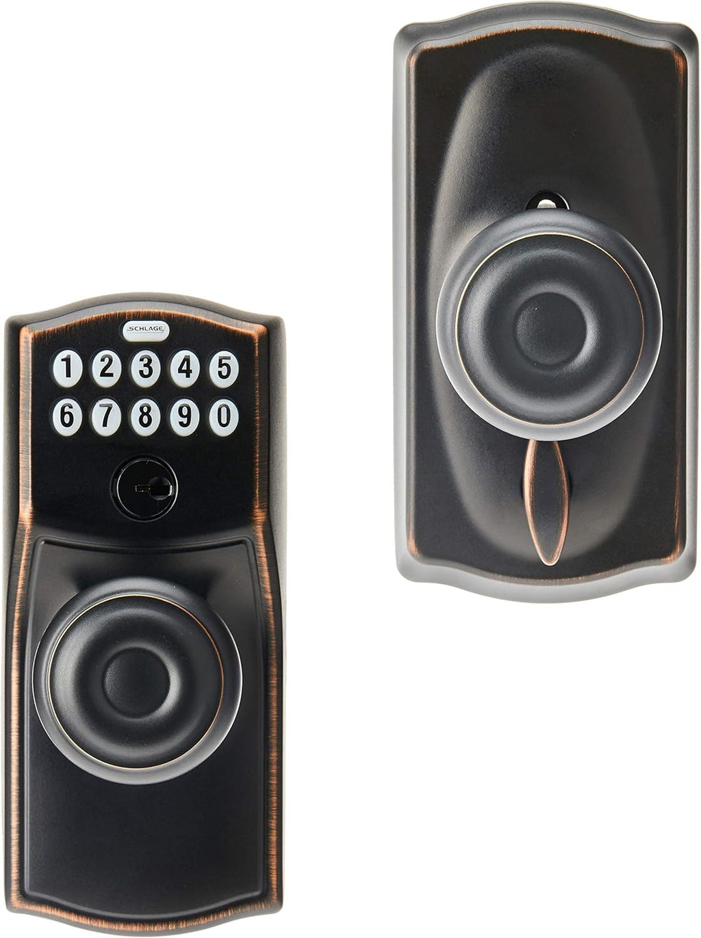 Aged Bronze Keypad Knob with Flex Lock V408463