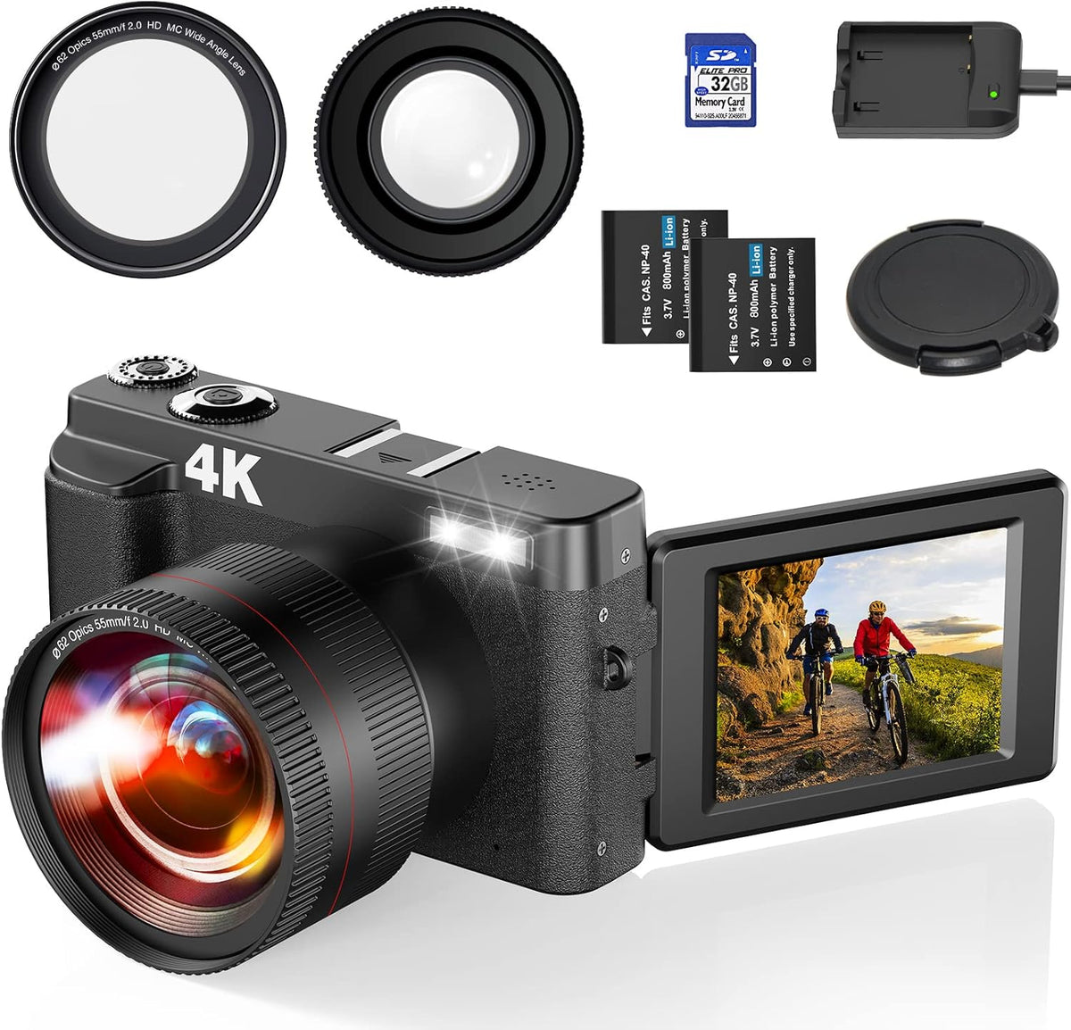 4K 48MP Digital Camera with Flip Screen WiFi O916