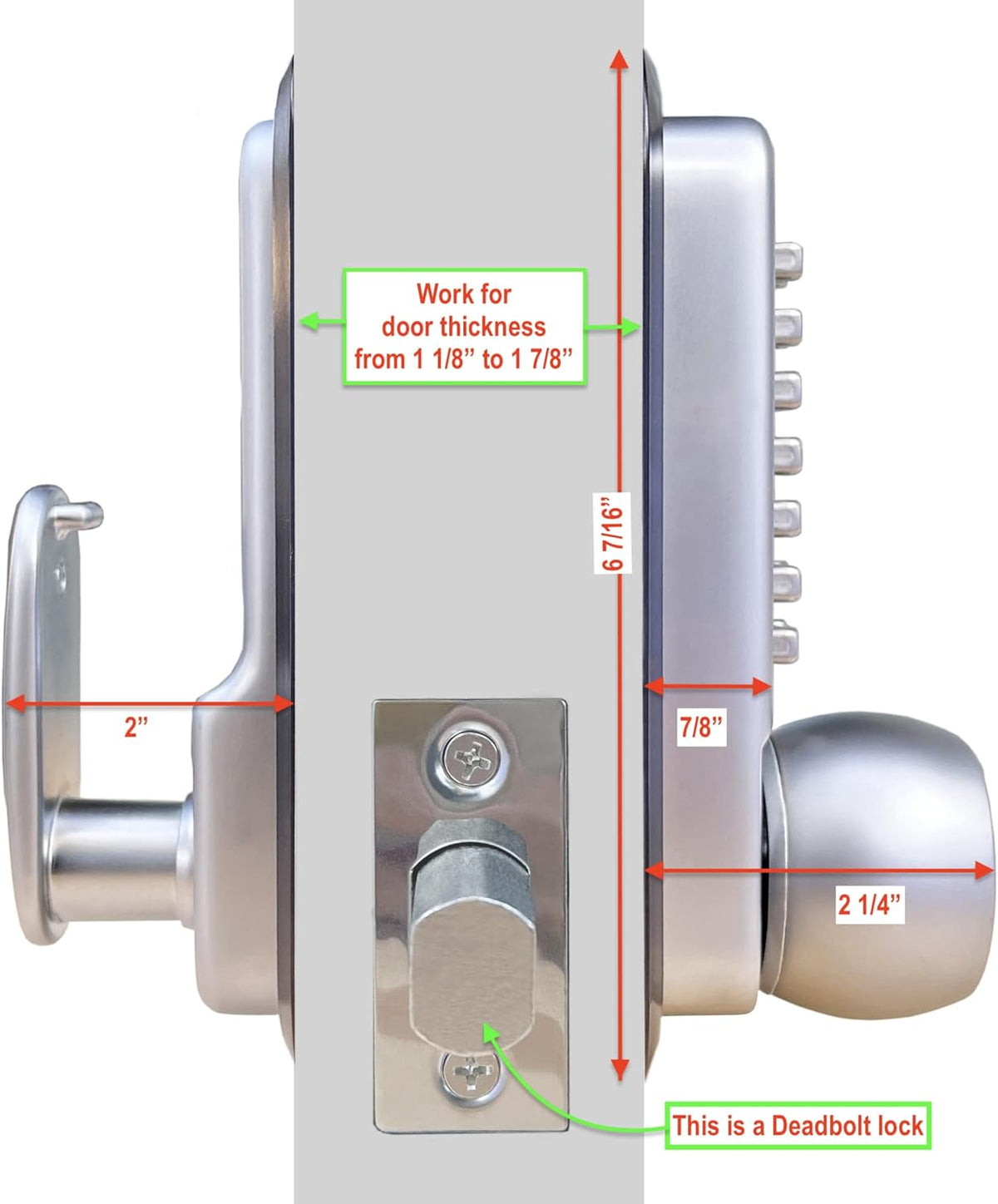 Chrome Mechanical Deadbolt Door Lock C1768