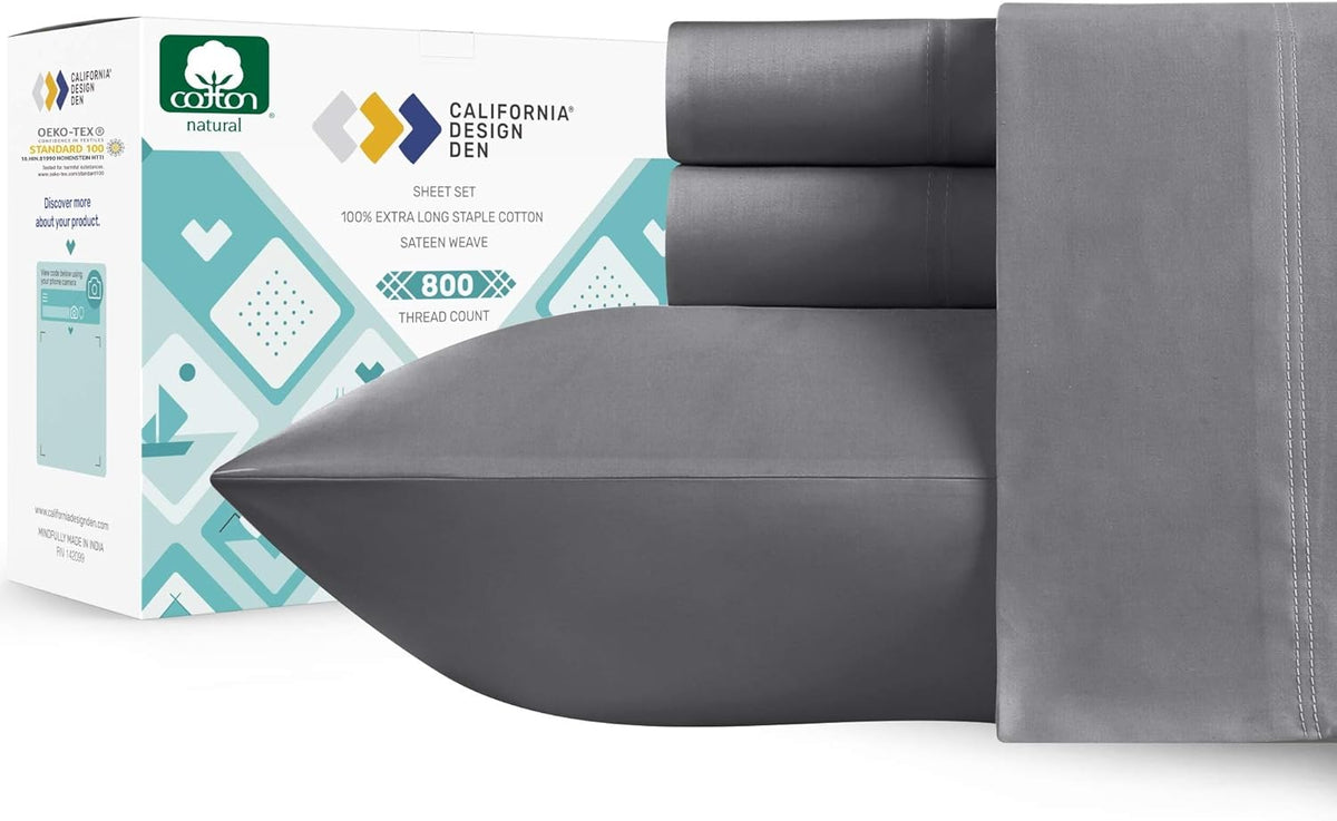 Split King 5Pc Cotton Sheet Set with 2 Twin-XL Fitted Sheets O972