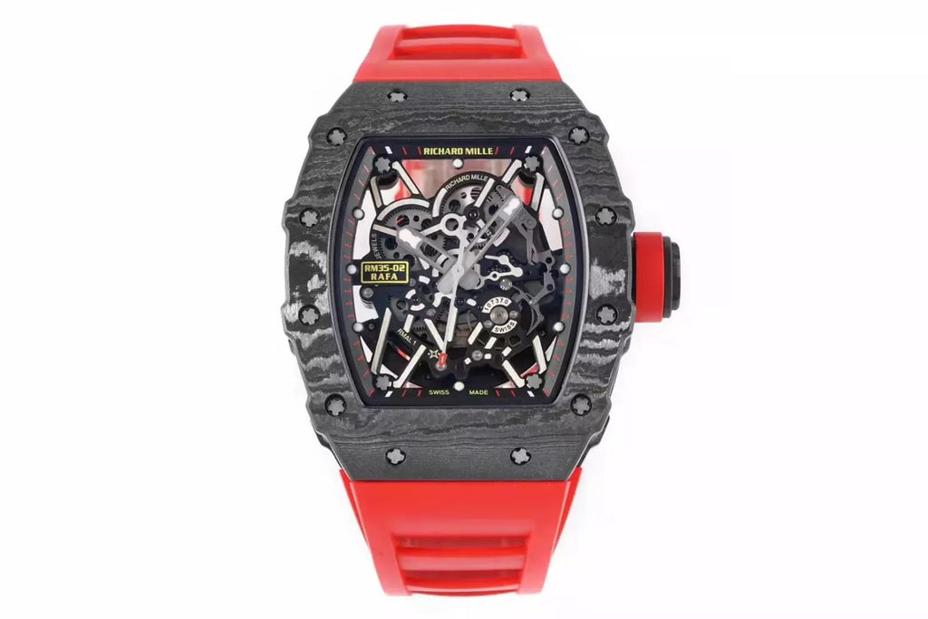 Black Bezel Red Markers Red Rubber Strap Q459