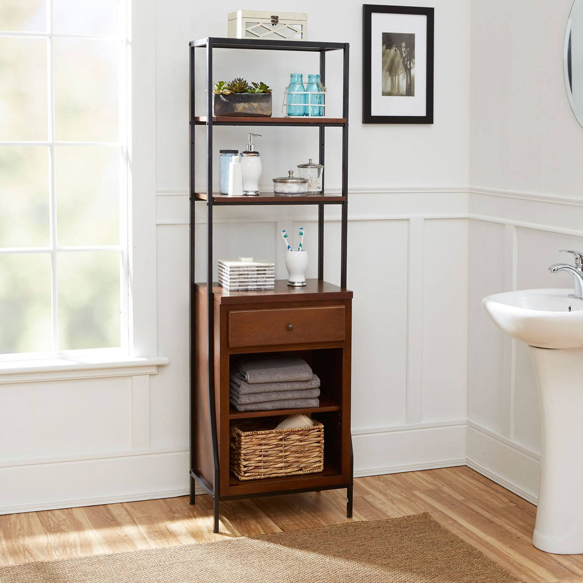 Espresso Storage Linen Cabinet P198213