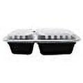 38 oz. Black Rectangular 2-Compartment Food Containers with Clear Lids E681