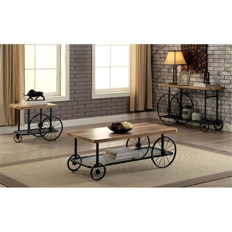 Sand Black Caster Wheels Console Table Z393087