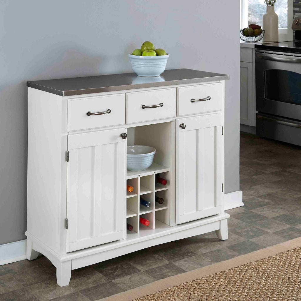 White Buffet with Stainless Steel Top V72945