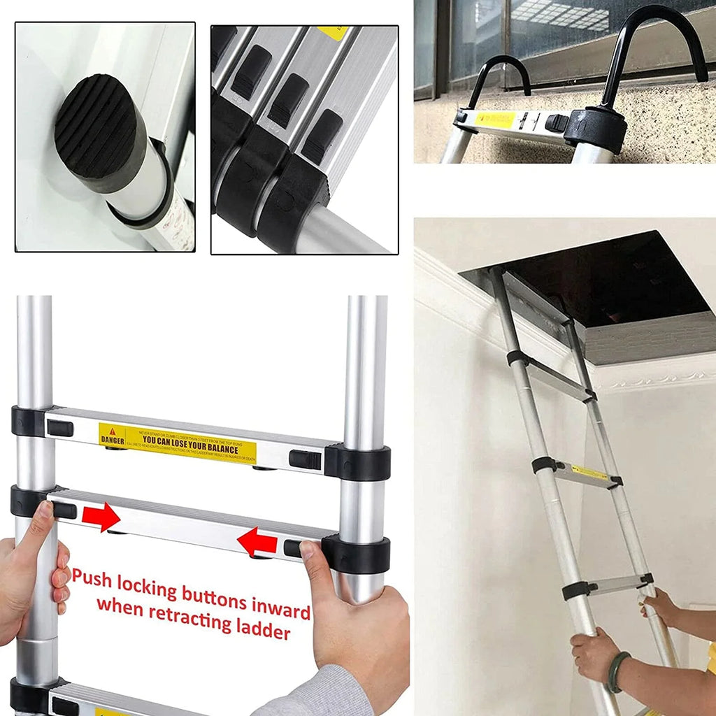 20.34 FT Aluminum Telescoping Multi-Position Ladder with Detachable Hook M539829