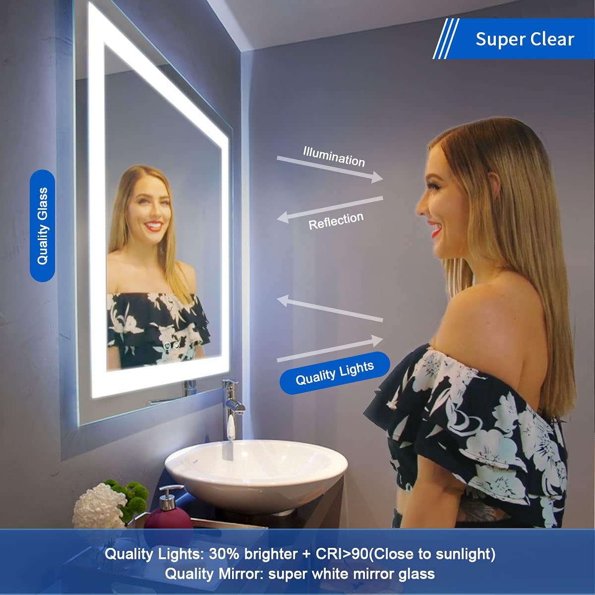LED Bathroom Mirror with Touch Button A44617