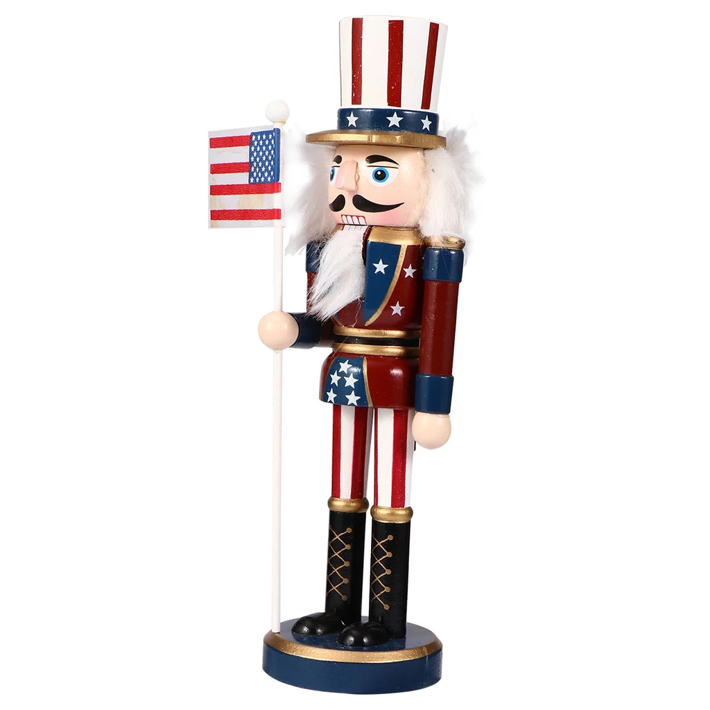 Patriotic Wooden Soldier Decoration Doll Statue I7690