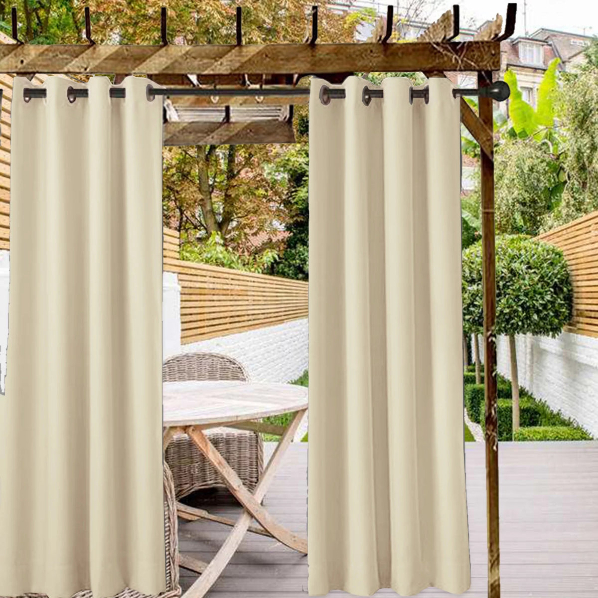 Blackout Outdoor Curtains 52*108 in 2 Panel Beige P556