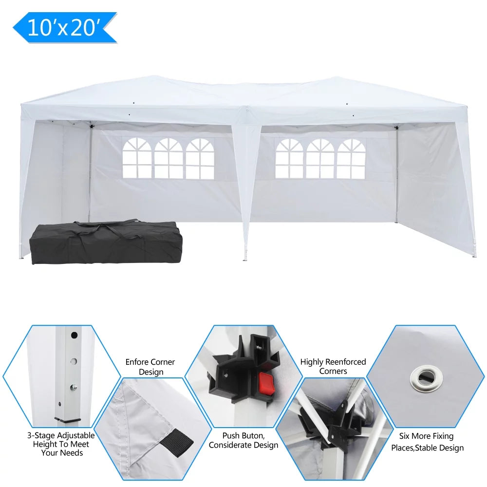 10'X20' Pop up Canopy Tent White Q524