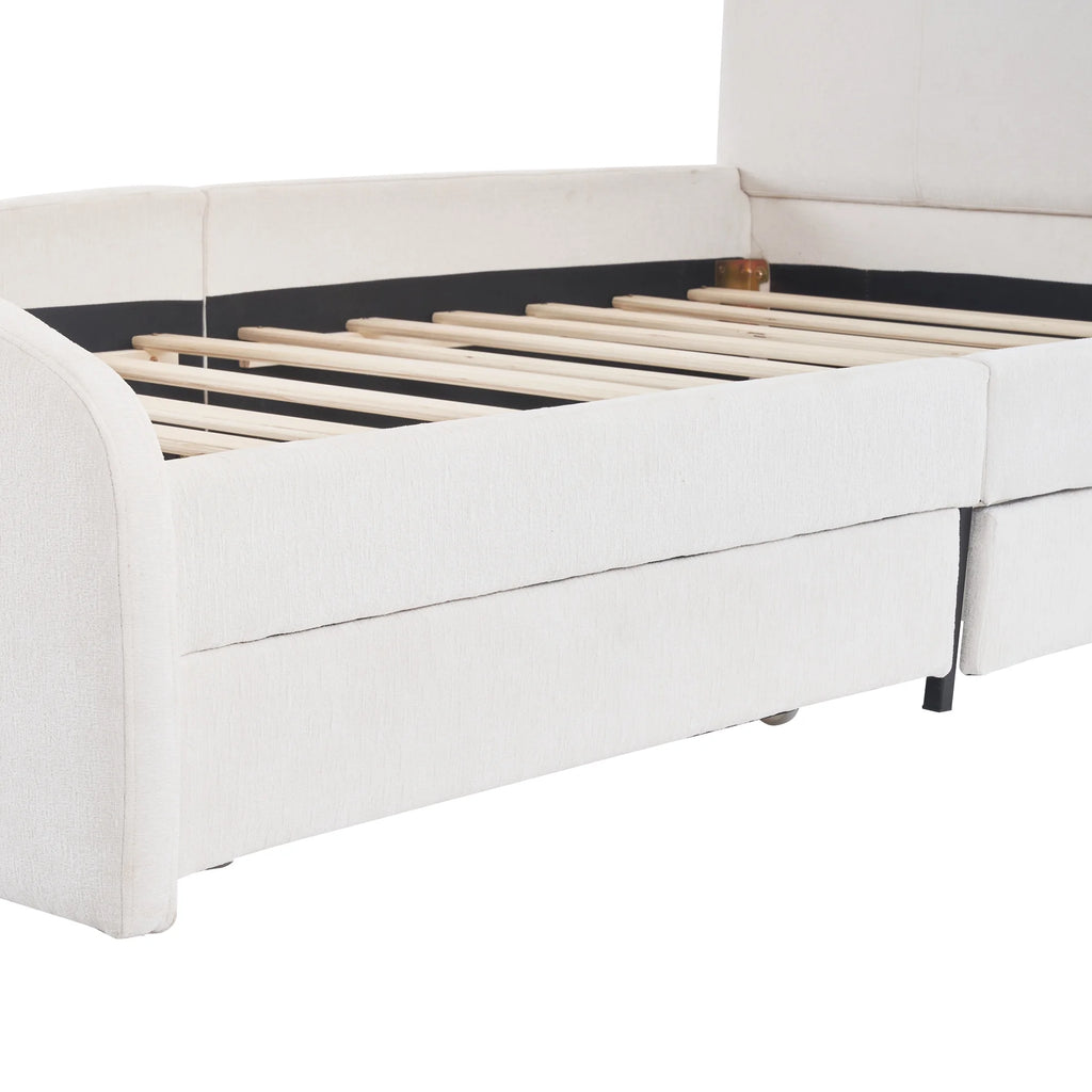 Upholstered Twin Bed with 2 Drawers N7863