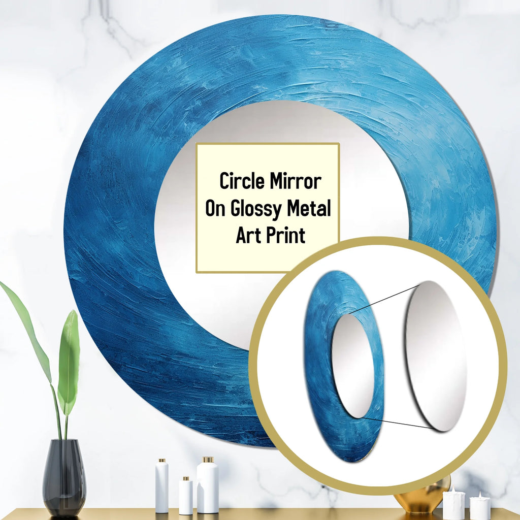 Blue Round Printed Mirror - 23" x 23" L760